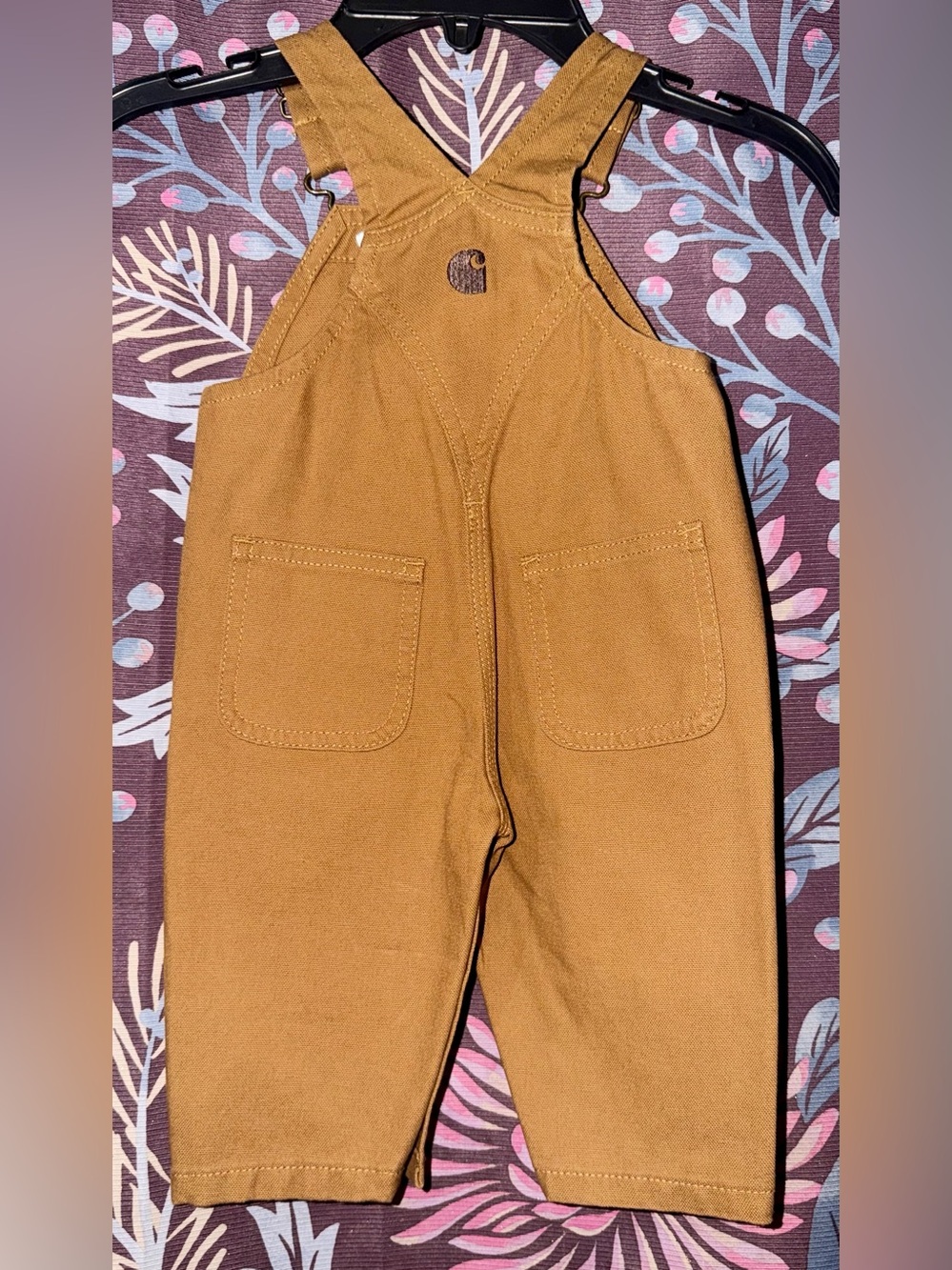 Carhartt Kids Tan/Brown Canvas Overalls with Utility Pockets - Picture 2 of 6